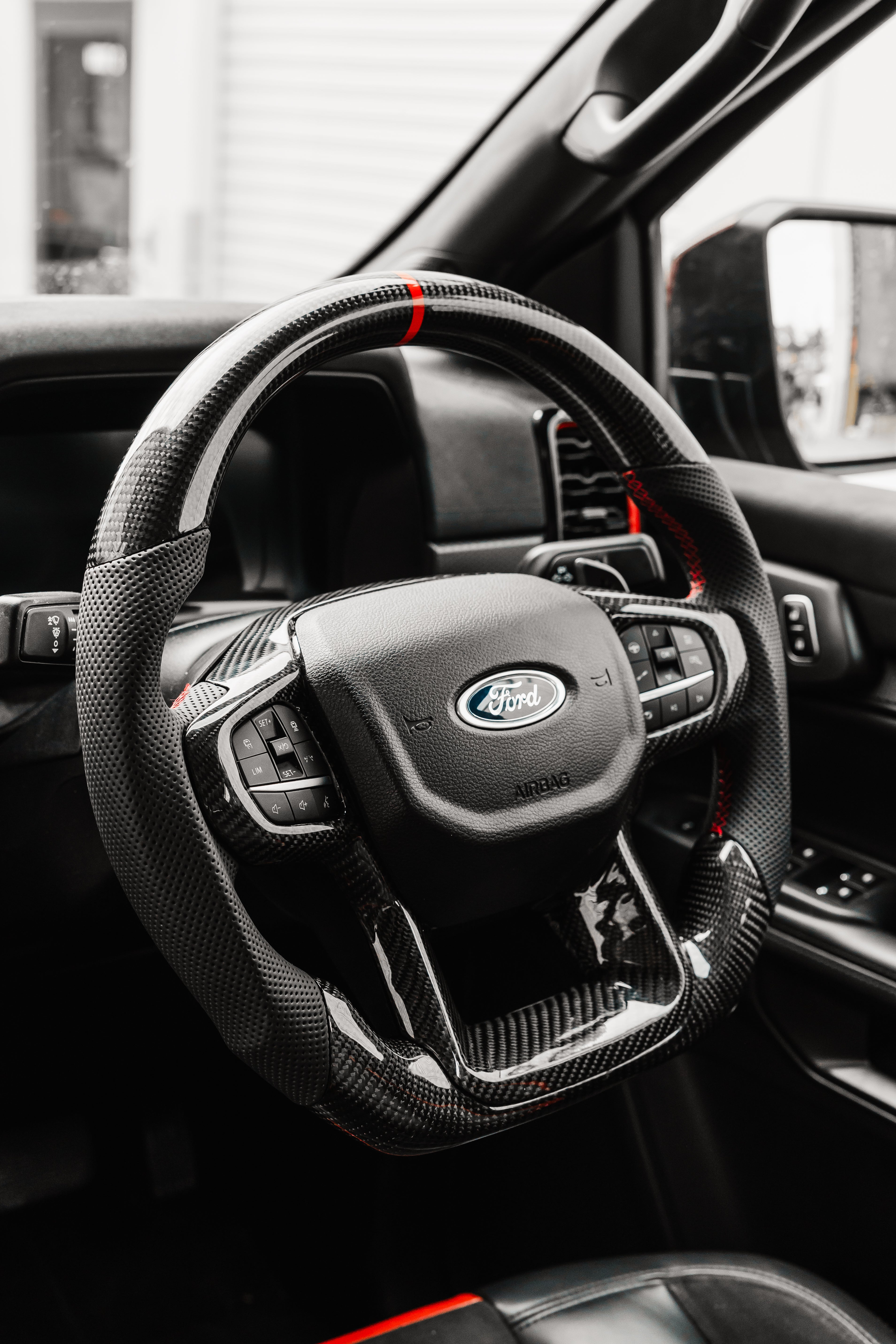 Ford Ranger & Raptor Carbon Fibre & Black Leather Steering Wheel Upgrade