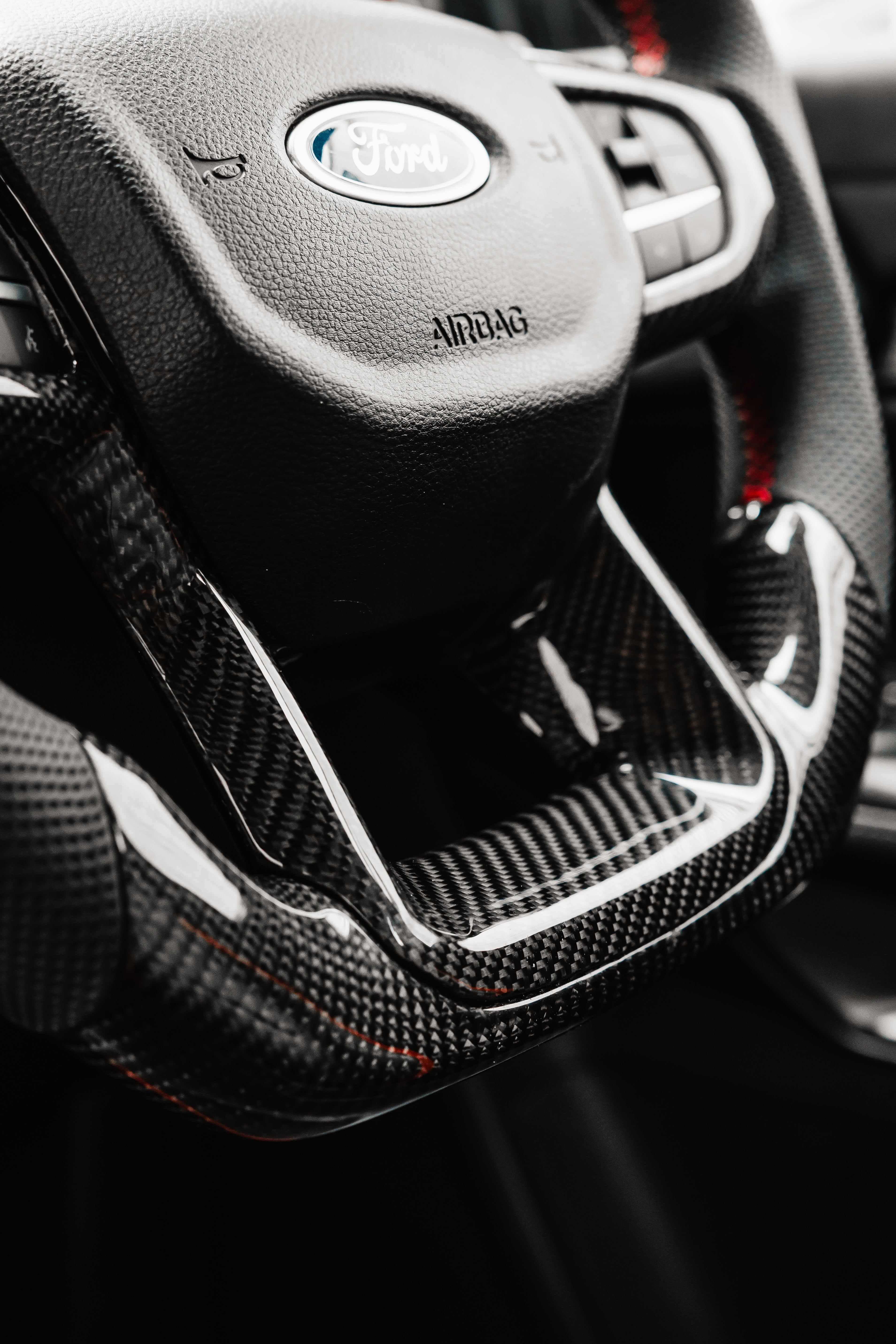 Ford Ranger & Raptor Carbon Fibre & Black Leather Steering Wheel Upgrade
