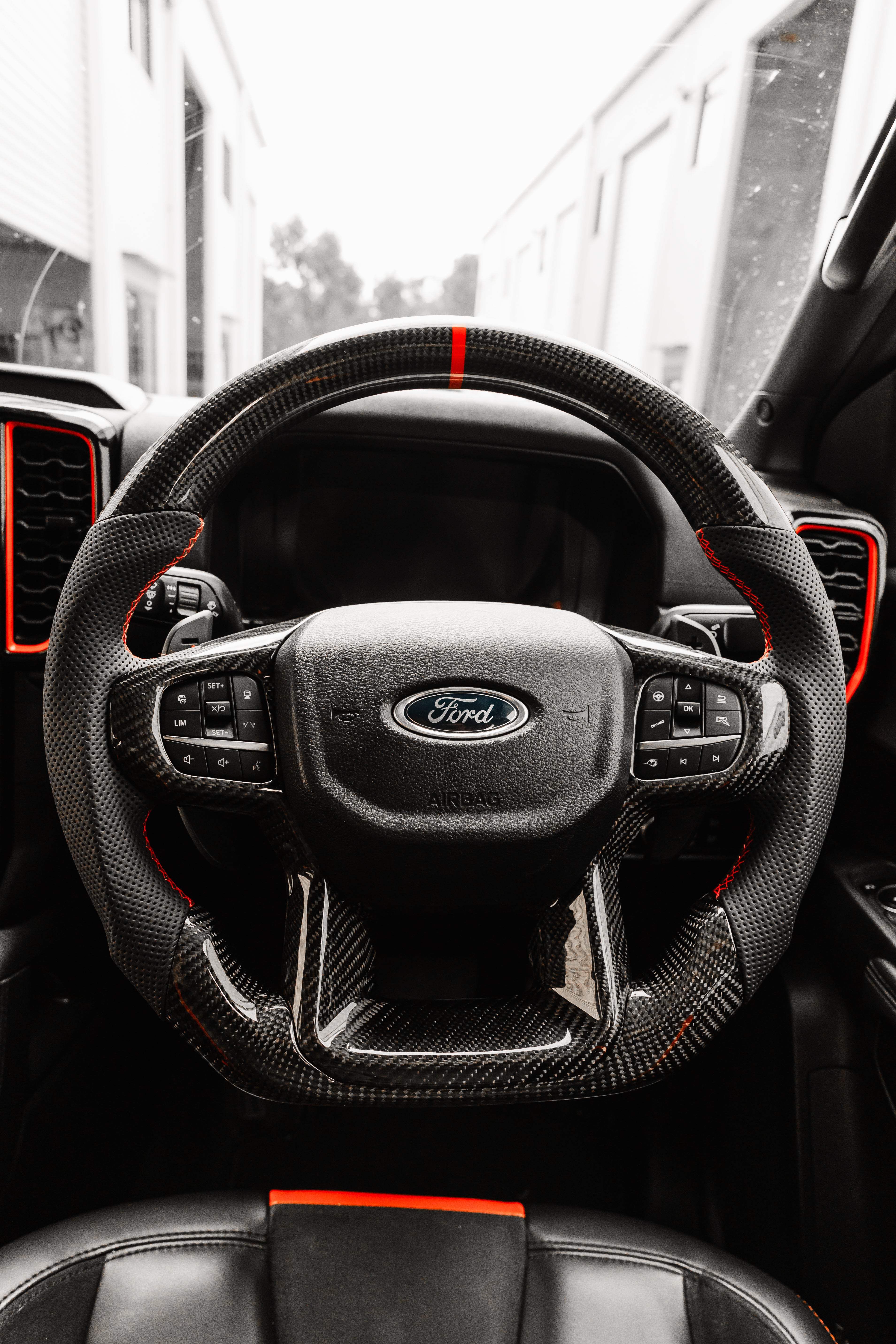 Ford Ranger & Raptor Carbon Fibre & Black Leather Steering Wheel Upgrade